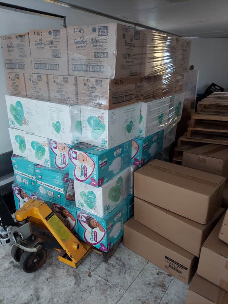 A pallet of supplies provided by IBDR for Afghan refugees.