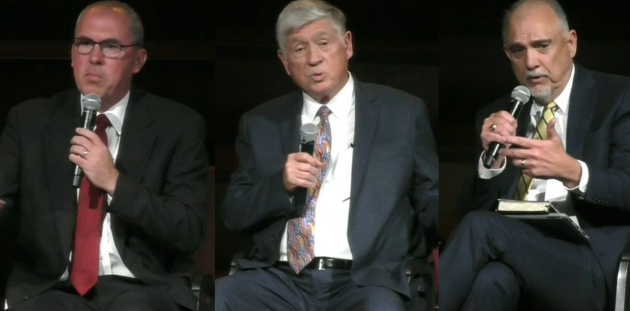 Bart Barber, Robin Hadaway, and Tom Ascol. Taken from panel discussion video. (TBP)