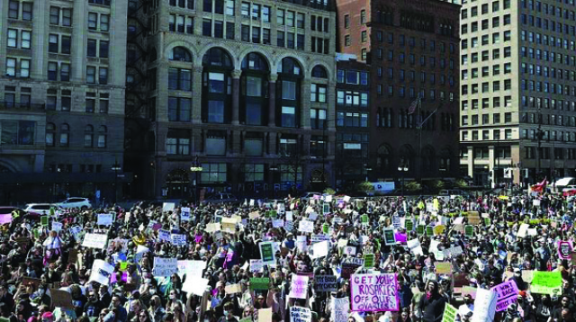 Abortion advocates staged demonstrations in major U.S. cities including Chicago on May 14, 2022.