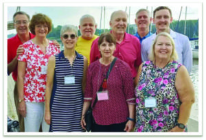 After ten trips to Russia before the war, Donn and Joni Schaefer (left) organized their first mission to Poland. With them were (continuing l-r) Marilyn Dawson, Patrick Austin, Karen Dunn, David Chumley, Sterling Dare, Zach England, and Melissa Witt-Smith.