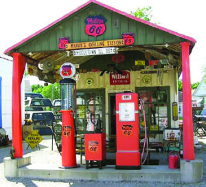 Replica of an 1920s era filling station.
