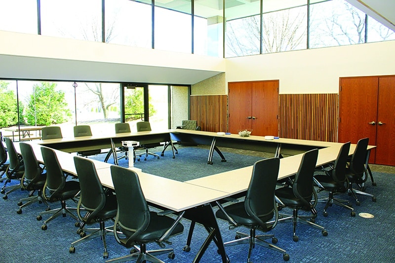 Board room in the newly renovated space on the first floor of the IBSA building in Springfield.