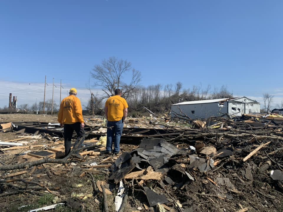 Illinois Baptist Disaster Relief volunteers assess damage in Crawford County, IL.