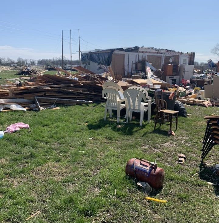 A home destroyed by an EF-3 tornado outside Robinson.